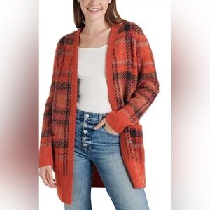 Lucky Brand NWT Oversized Plaid Knit‎ Cardigan Sweater